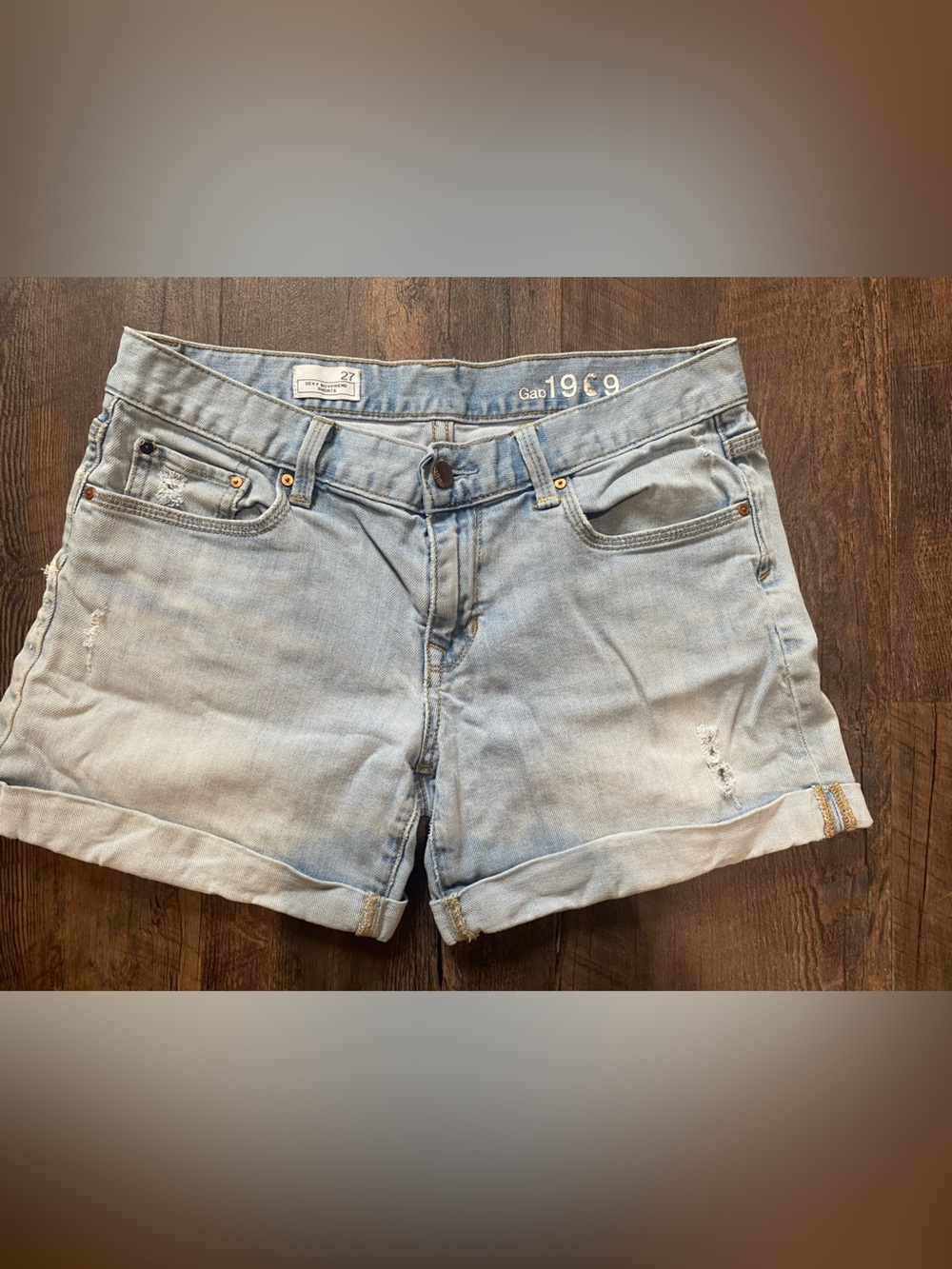 GAP Light Blue Rolled-Hem Denim Shorts